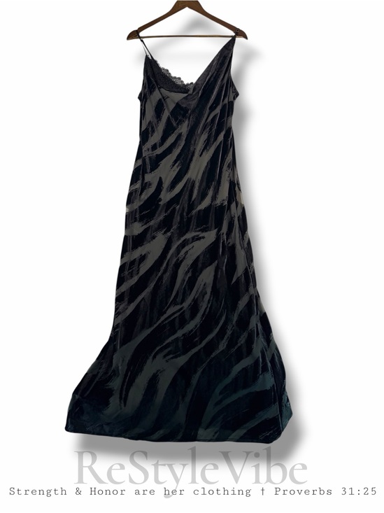 By Anthropologie Dresses & Skirts - BY ANTHROPOLOGIE Women’s Size XL Dress Midi Zebra Slip Flocked Asymmetrical Cowl